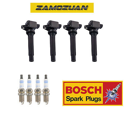 Ignition Coil & Bosch Platinum Spark Plug 4PCS Set for 2007-2009 Suzuki SX4 2.0L