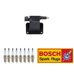 Ignition Coil & Bosch Platinum Spark Plug 8PCS Set for 98-99 Dodge Ram 1500 2500