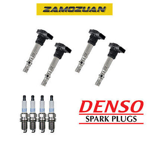 Ignition Coil & Denso Platinum TT Spark Plug 4PCS for Audi A4 TT/ Beetle Jetta