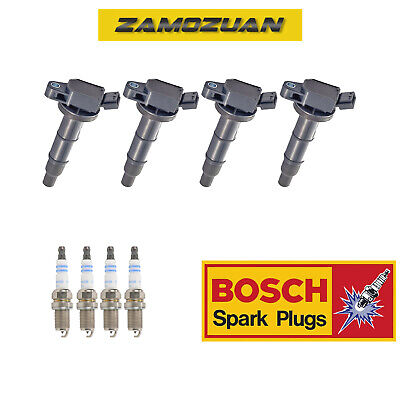 Ignition Coil & Bosch Platinum Spark Plug 4PCS for Celica Corolla Matrix/ Vibe L