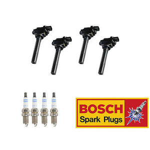 Ignition Coil & Bosch Platinum Spark Plug 4PCS Set for Suzuki Aerio Vitara L4
