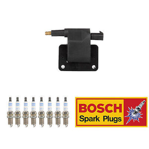 Ignition Coil & Bosch Spark Plug 8PCS Set for Dakota Ram 1500 2500/ Jeep