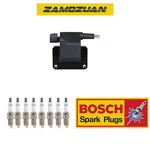 Ignition Coil & Bosch Platinum Spark Plug 8PCS Set for 98-99 Dodge Ram 1500 2500