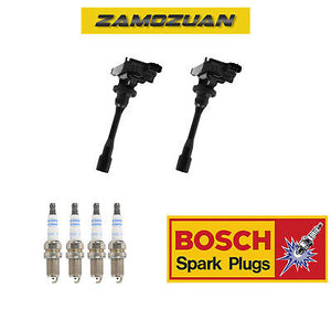 Ignition Coil & Bosch Platinum Spark Plug 4PCS for Stratus/ Mirage Galant Lancer