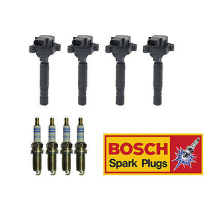 Ignition Coil & Bosch Spark Plug 4PCS for 03-05 Mercedes-Benz C230 1.8L