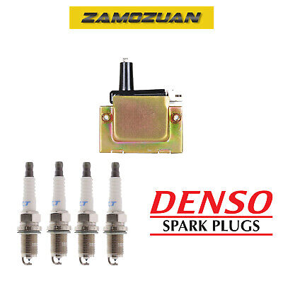Ignition Coil & Denso Platinum Spark Plug 4PCS for 97-98 Honda CRV L4 2.0L