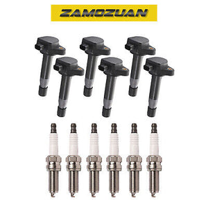 Ignition Coil & Platinum Spark Plug 6PCS. 2008-2017 for Acura / Honda 3.5L 3.7L