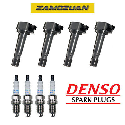 Ignition Coil & DENSO Spark Plug 4PCS for 2006-2011 Honda Civic 1.8L UF582