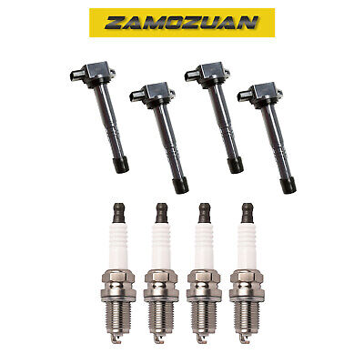 Ignition Coil & Platinum Spark Plug Set 4PCS 2002-2011 for Honda Acura 2.0L 2.4L
