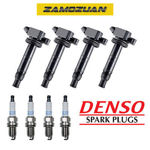 Ignition Coil & Denso Platinum Spark Plug 4PCS 02-11 for Toyota Camry 2.4L UF333