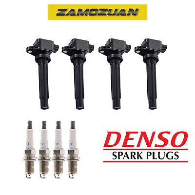 Ignition Coil & Denso Platinum TT Spark Plug 4PCS for 2007-2009 Suzuki SX4 2.0L