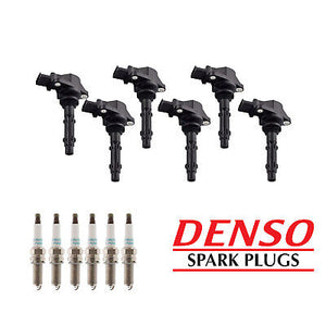 Ignition Coil & Denso Iridium PWR Spark Plug 6PCS Set for 06-13 Mercedes-Bens V6