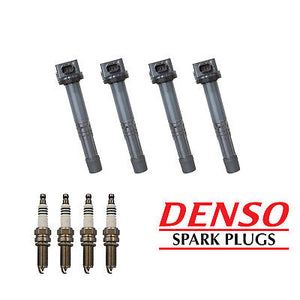 Ignition Coil & Denso Iridium Power Spark Plug 4PCS for Honda Accord CR-V Civic