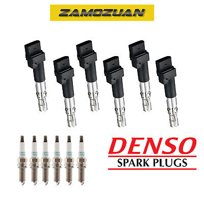 Ignition Coil & Denso Iridium PWR Spark Plug 6PCS for 11-12 Porsche Cayenne 3.6
