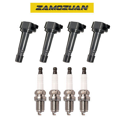 Ignition Coil & Platinum Spark Plug Set 4PCS. for 2006-2011 Honda Civic 1.8L L4
