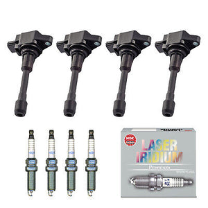 Ignition Coil & NGK Spark Plug 4PCS. 2007-2018 for Nissan Altima Rogue Sentra L4
