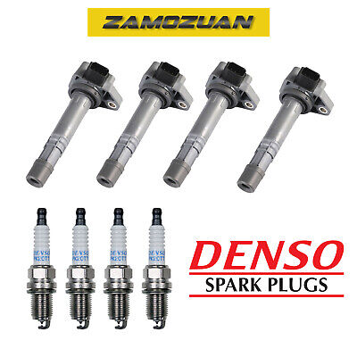Ignition Coil & Denso Platinum Spark Plug 4PCS for Acura EL/ Honda Civic 1.7L