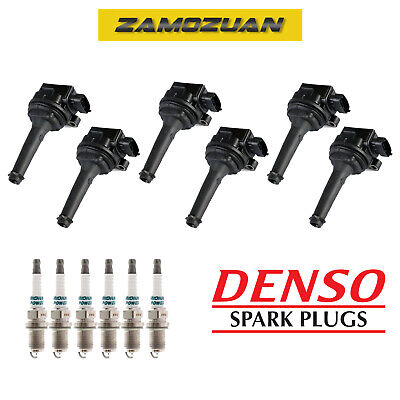 Ignition Coil & Denso Iridium Spark Plug 6PCS Set for 03-05 Volvo S80/ XC90 2.9L