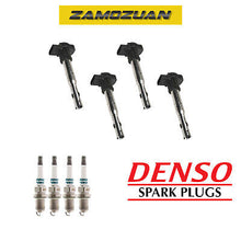 Load image into Gallery viewer, Ignition Coil &amp; Denso Iridium Power Spark Plug 4PCS for 08-17 Audi/ Volkswagen