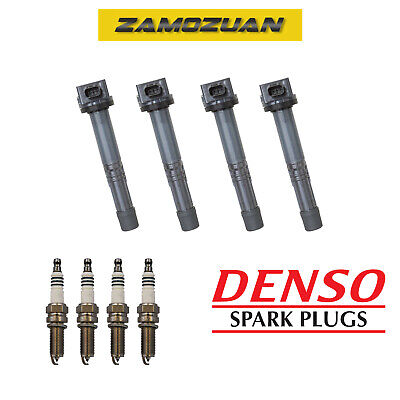 Ignition Coil & Denso Iridium Power Spark Plug 4PCS for Honda Accord CR-V Civic