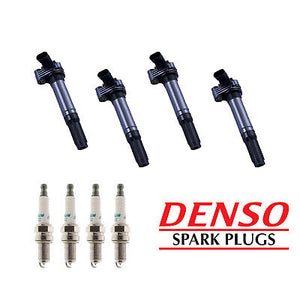 Ignition Coil & Denso Iridium Power Spark Plug  4PCS for 12-16 for Fiat 500 1.4L