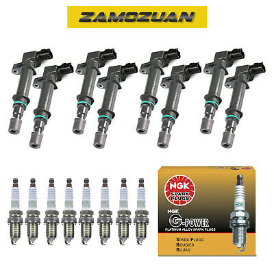 Ignition Coil & NGK Spark Plug Set 8PCS 00-07 for Chrysler Dodge Jeep UF270 7100