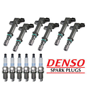Ignition Coil & Denso Platinum Spark Plug 6PCS for Dakota Ram 1500/ Commander