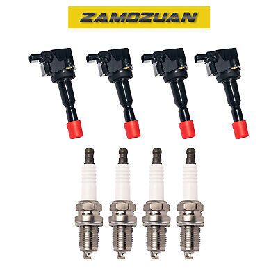Ignition Coil & Platinum Spark Plug Set 4PCS. 2007-2008 for Honda Fit 1.5L L4
