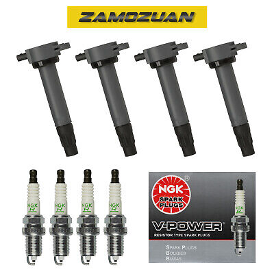 Ignition Coil & NGK V-Power Spark Plug 4PCS. 07-16 for Chrysler Dodge Jeep UF557