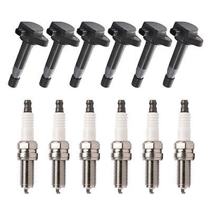 Ignition Coil & Copper Spark Plug Set 6PCS 2008-2014 for Acura Honda UF603 93175