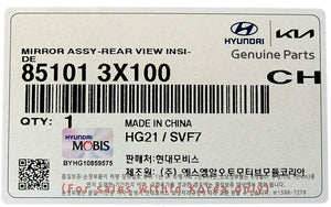 Genuine Mirror w/o Auto Dim 2011-2022 for Hyundai Kia 851013X100