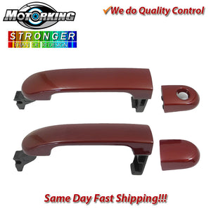 Exterior Door Handle Front L & R Set 2PCS 07-12 for Nissan Versa A15 Red Brown